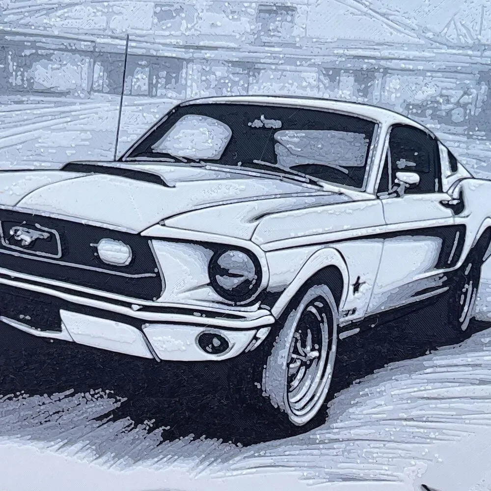Classic Fastback Mustang Art, Car Art, Textured Art, Wall Art
